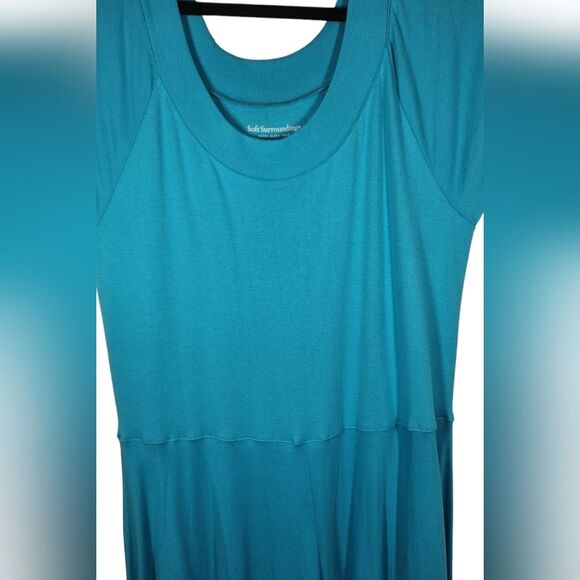 Soft Surroundings Maxi Dress Hi Low Short Sleeve Cotton Casual Blue‎ Stretch L - Picture 5 of 12
